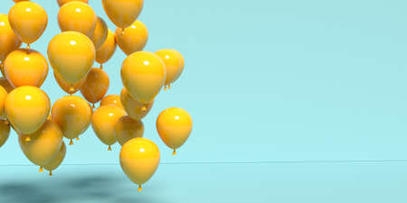 Floating balloons on a colored background - 3Dの写真素材