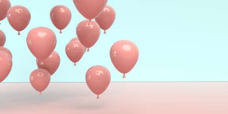 Floating balloons on a colored background - 3Dの写真素材