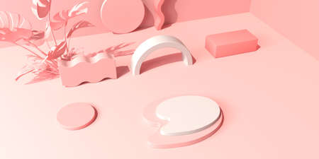 Abstract 3D render of geometric shapesの写真素材