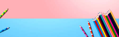 Collection of color pencilsの写真素材