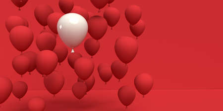 One out unique floating balloon concept - 3Dの写真素材