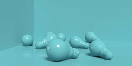 Scattered light bulbs on a floor - 3Dの写真素材