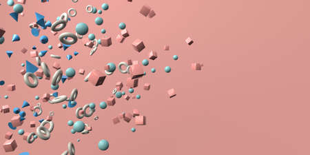 3D render of flying geometric spheres