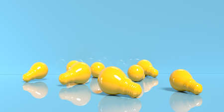 Scattered light bulbs on a floor - 3Dの写真素材