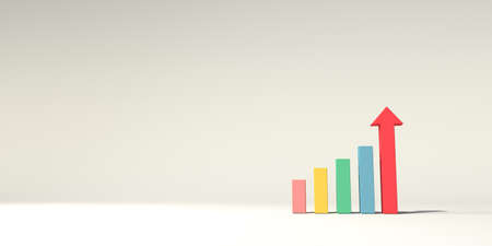 Upward bar graph and arrowの写真素材