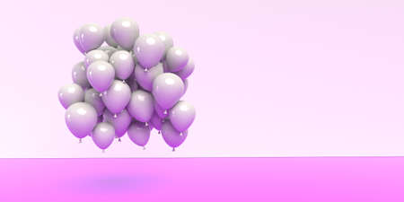 Floating balloons on a colored background - 3Dの写真素材