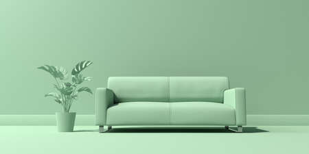 Living room with a sofa - Monochrome minimal theme - 3Dの写真素材