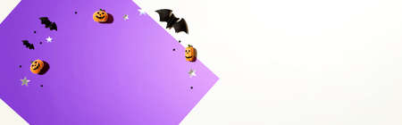 Miniature Halloween pumpkin ghosts with decorationsの写真素材