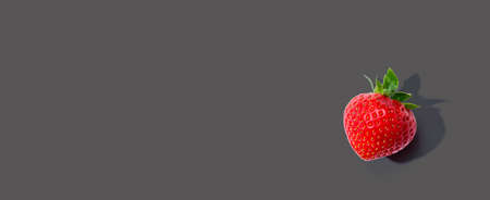 Fresh red strawberry overhead view - flat layの写真素材