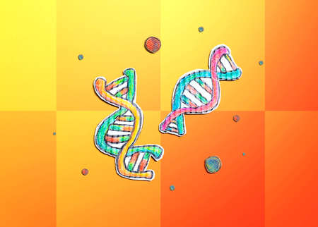 DNA Sequencing theme with cardboard craft drawingsの写真素材