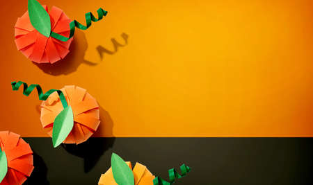 Paper craft autumn pumpkinsの写真素材