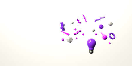 Light bulb with flying geometric shapesの写真素材