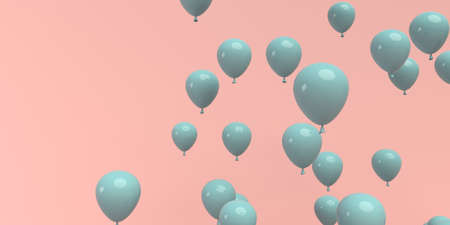 Floating balloons on a colored background - 3Dの写真素材