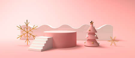 Christmas tree with geometric shapes - 3Dの写真素材