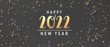 2022 New Year celebration theme with confetti - 3D