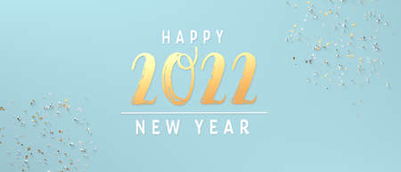 2022 New Year celebration theme with confetti - 3D