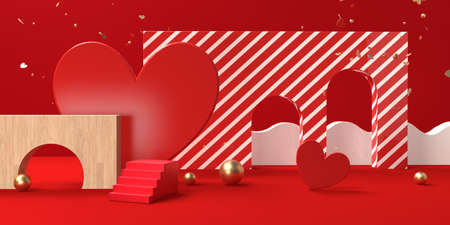 Hearts with geometric shapes - Appreciation and love theme