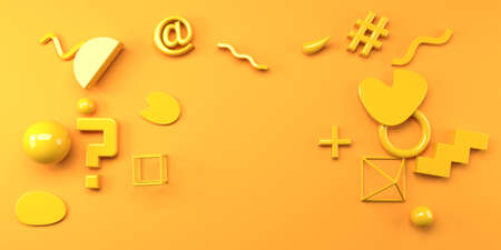 Geometric shapes - flat lay view - 3Dの写真素材