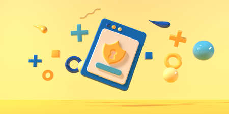 Security icon with geometric shapes - 3Dの写真素材