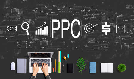 PPC - Pay per click concept with person using a laptopの写真素材