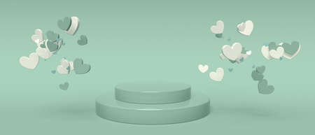 Hearts with podium - Appreciation and love theme - 3D