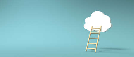 Cloud and ladder - Cloud computing theme - 3Dの写真素材