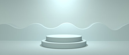 3D render of minimal podium and geometric shapesの写真素材