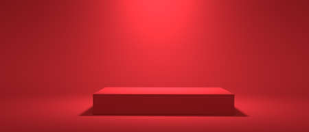 Abstract 3D render of a podium rectangular stageの写真素材