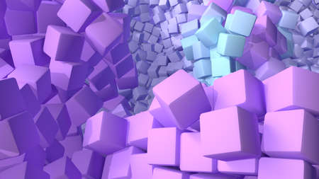 Square blocks abstract geometric 3D render background