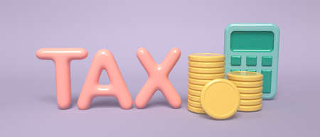 Tax theme with calculator, bar graph and magnifying glassの写真素材