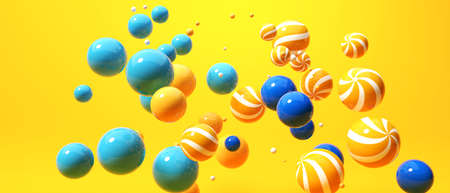 Scattered floating colored spheres background - 3D render