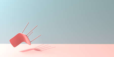 Falling floating chair concept on minimalist background