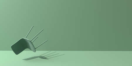 Falling floating chair concept on minimalist backgroundの写真素材