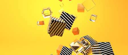 Scattered light bulbs on a colored background - 3Dの写真素材