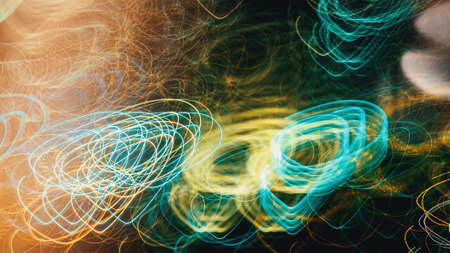 Abstract city night lights blurred urban backgroundの写真素材