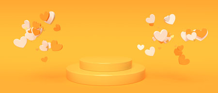 Hearts with podium - Appreciation and love theme - 3Dの写真素材