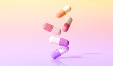 Pharmaceutical medicine capsules - Healthcare theme - 3Dの写真素材