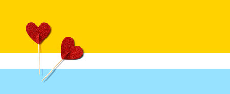 Red glitter heart picksの写真素材