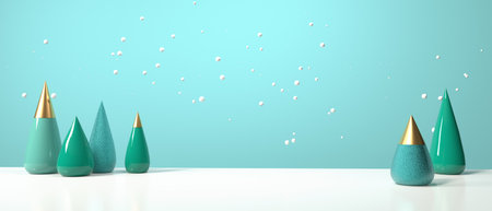 Christmas trees with snowy day - 3Dの写真素材