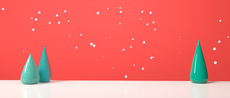 Christmas trees with snowy day - 3Dの写真素材