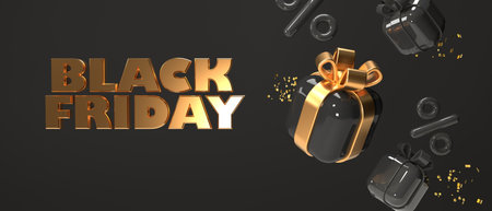 Black friday sale theme with gift boxes - 3Dの写真素材