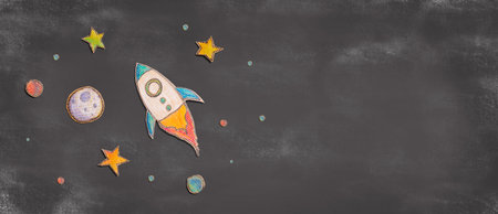 Space exploration theme with a rocket