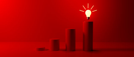 Idea light bulbs on the podiums - 3Dの写真素材