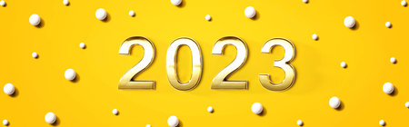 2023 new year theme with white candy dotsの写真素材