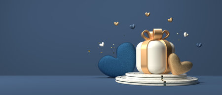 Hearts and a gift box - Appreciation and love theme - 3Dの写真素材
