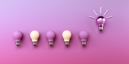 One out unique idea light bulb - 3Dの写真素材