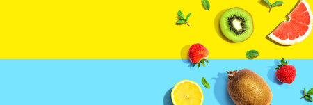 Collection of mixed fruits overhead view
