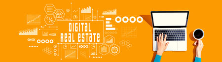 Digital Real Estate concept with person using a laptopの写真素材
