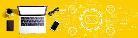Email concept with a laptop computerの写真素材