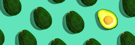 Fresh avocado pattern overhead viewの写真素材